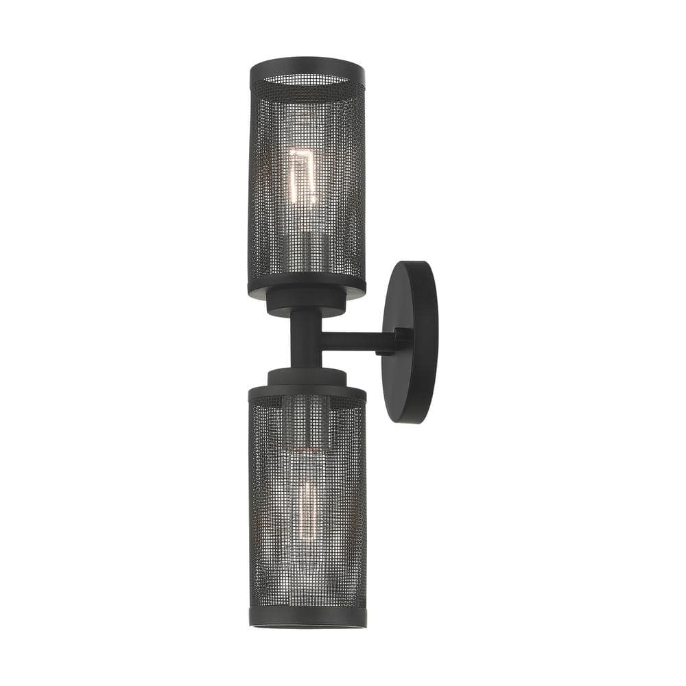 Industro Dual-Light Dimmable Sconce in Black & Brushed Nickel