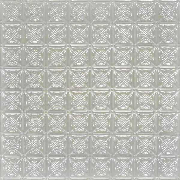 FROM PLAIN TO BEAUTIFUL IN HOURS Chain Mail Eggshell White 2 ft. x 2 ft. Decorative Nail Up Tin Ceiling Tile (48 sq. ft./Case)
