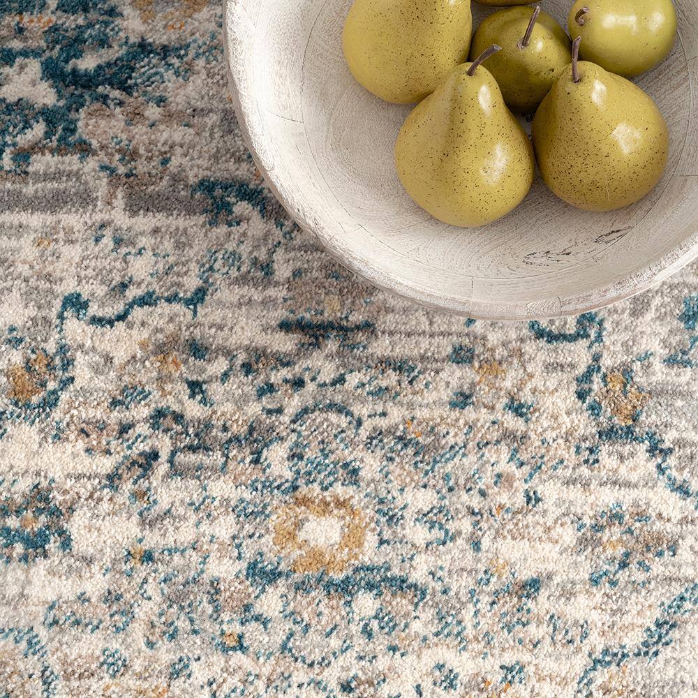 Blue Medallion Synthetic Easy Care Area Rug