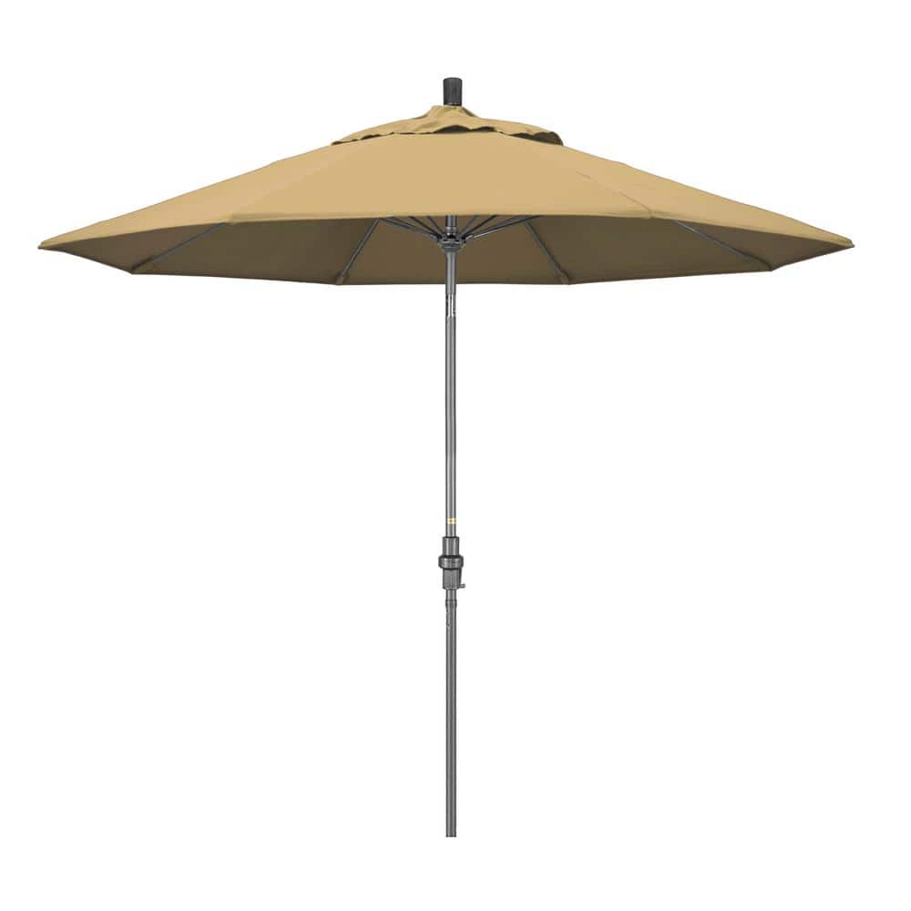 9 ft. Hammertone Grey Aluminum Market Patio Umbrella with Collar Tilt Crank Lift in Champagne Olefin price history on PriceWatchPro