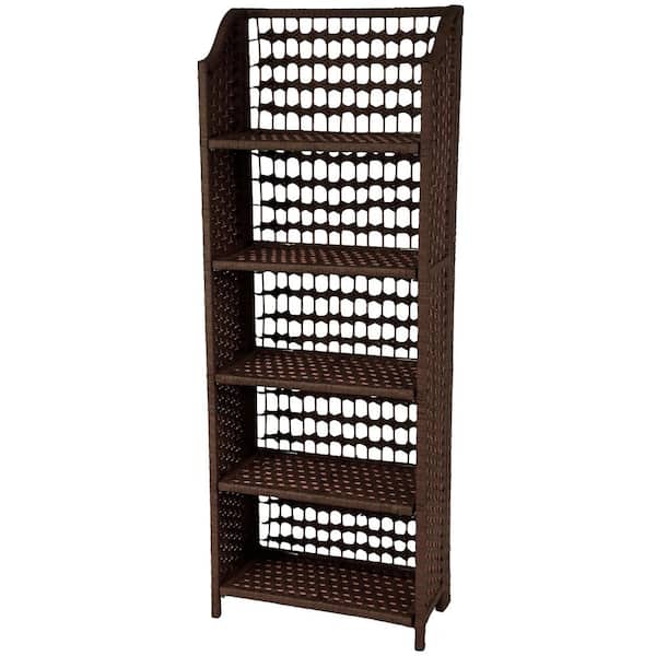 Oriental Furniture 5-Shelf Mocha Natural Fiber Shelving Trunk