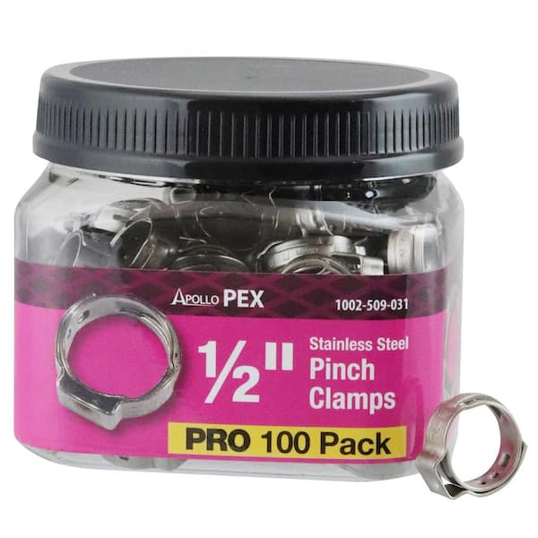 Stainless Steel PEX Barb Pinch Clamp Jar by Apollo 1/2 in 100-Pack 
