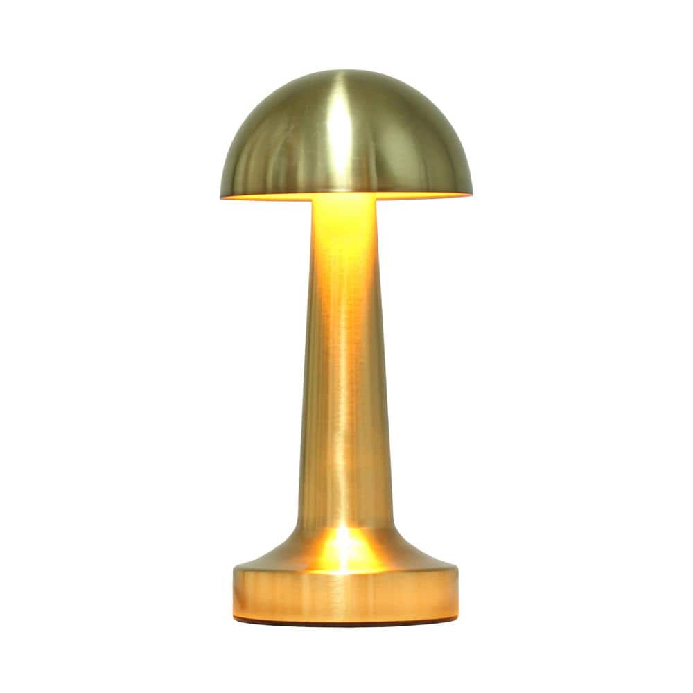 Gold Mini Metal Mushroom Cordless Touch Desk Lamp