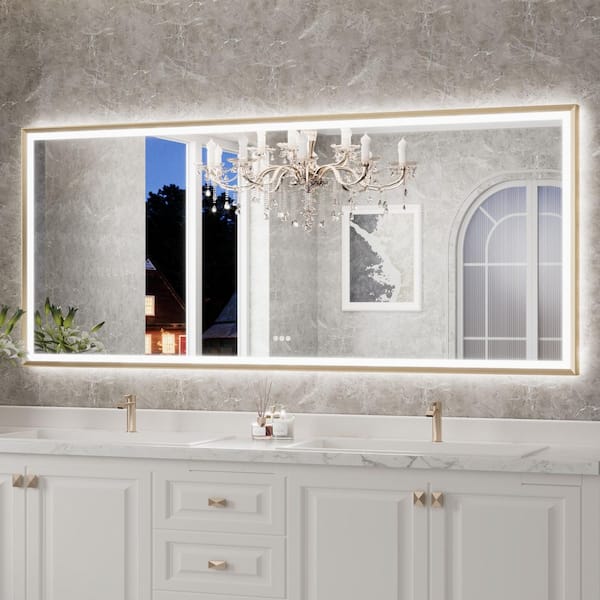 TETOTE 84 in. W x 36 in. H Rectangular Framed LED Lighted Bathroom ...