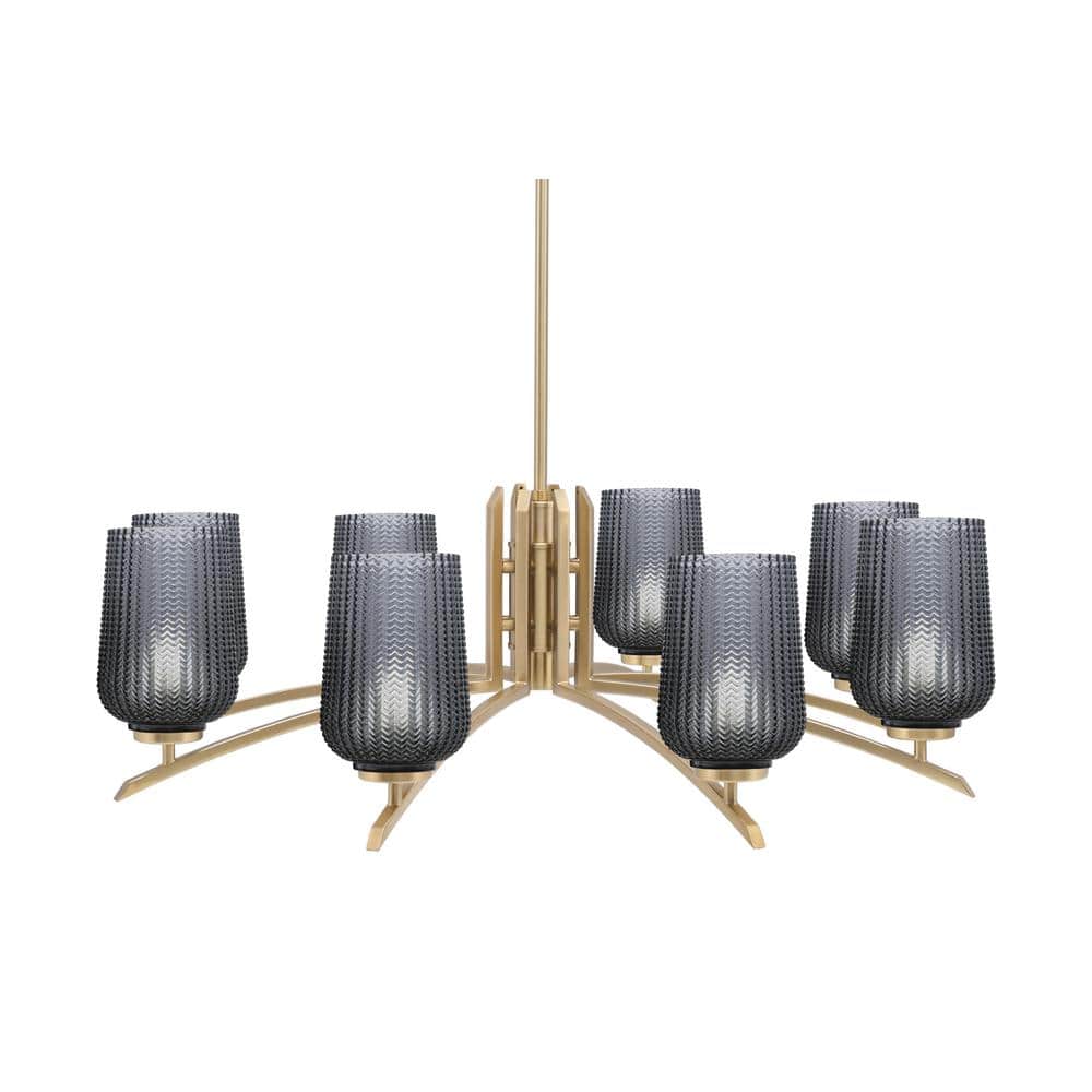 Siena 35 in. 8-Light New Age Brass Chandelier with 5 in. Smoke Textured Gla