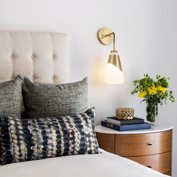 White Flower Wall Sconce For Bedroom Nordic Modern Milk Glass Wall - View #11