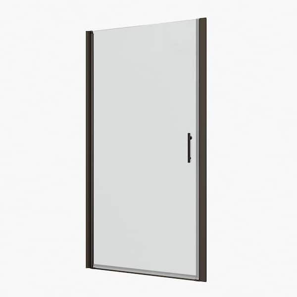 Boosicavelly 24 in. W x 72 in. H Pivot Semi-Frameless Shower Door in Matte Black Finish with Tempered Glass
