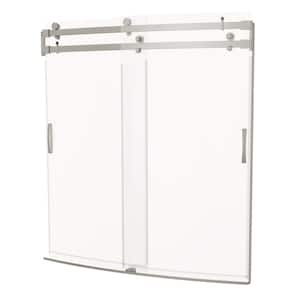 Classic 500 Curve 60 in. W x 61.75 in. H Sliding Tub Door in Stainless Steel with Clear Glass