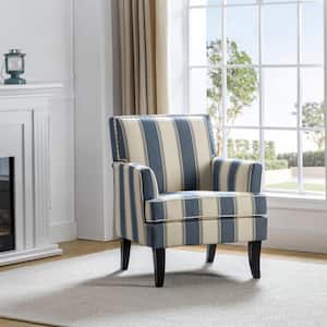 Herrera Contemporary Stripe Nailhead Trim Armchair with Tapered Block Wooden ft.