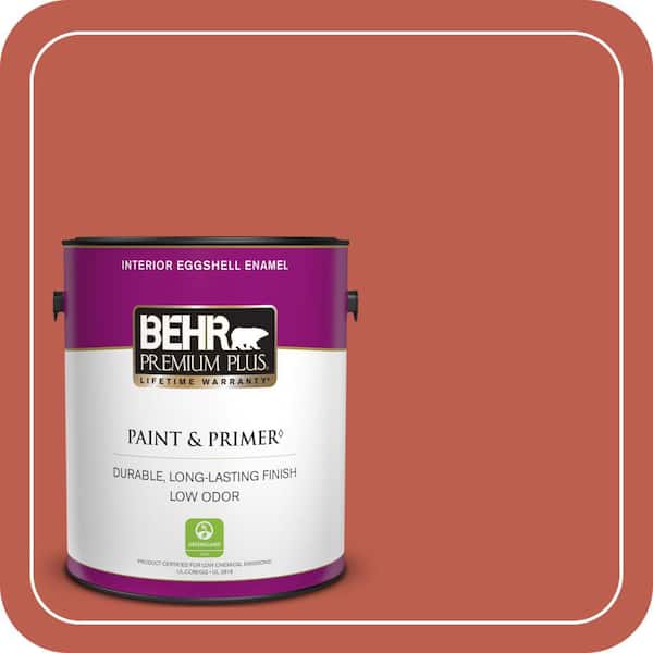 BEHR PREMIUM PLUS 1 gal. #200D-6 Mexican Chile Eggshell Enamel Low Odor Interior Paint & Primer