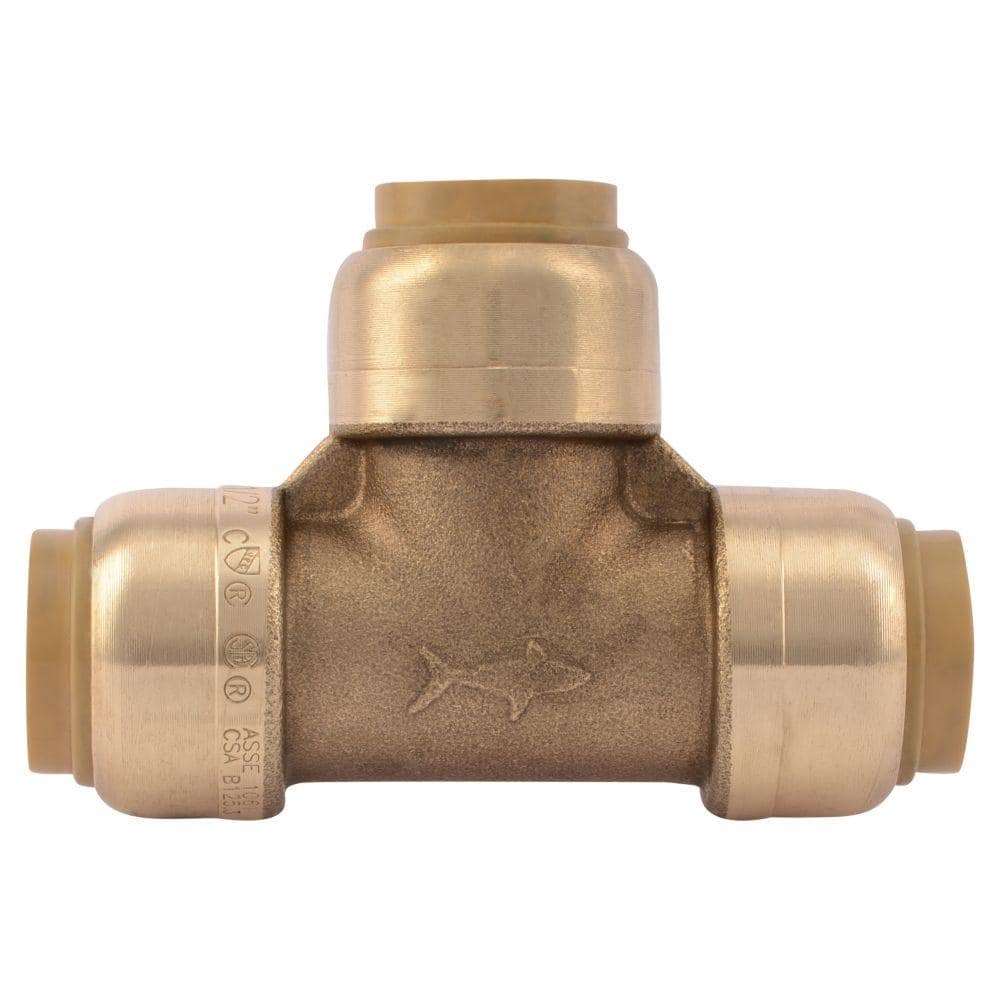 1/2" x 1/2" x 3/4" Sharkbite Style Push-Fit Push to Connect LF Brass Tees 25 