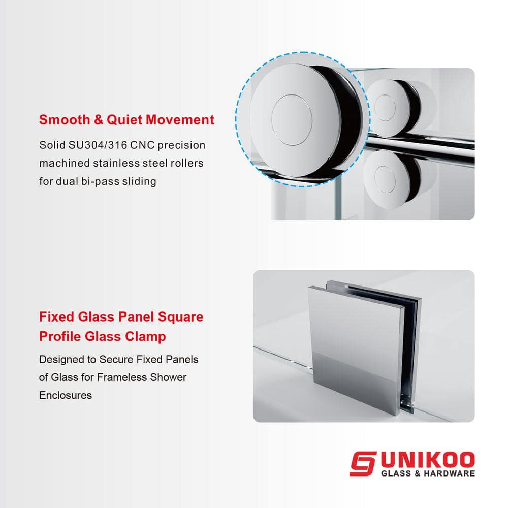 Chrome Frameless Sliding Shower Door with Clear Glass