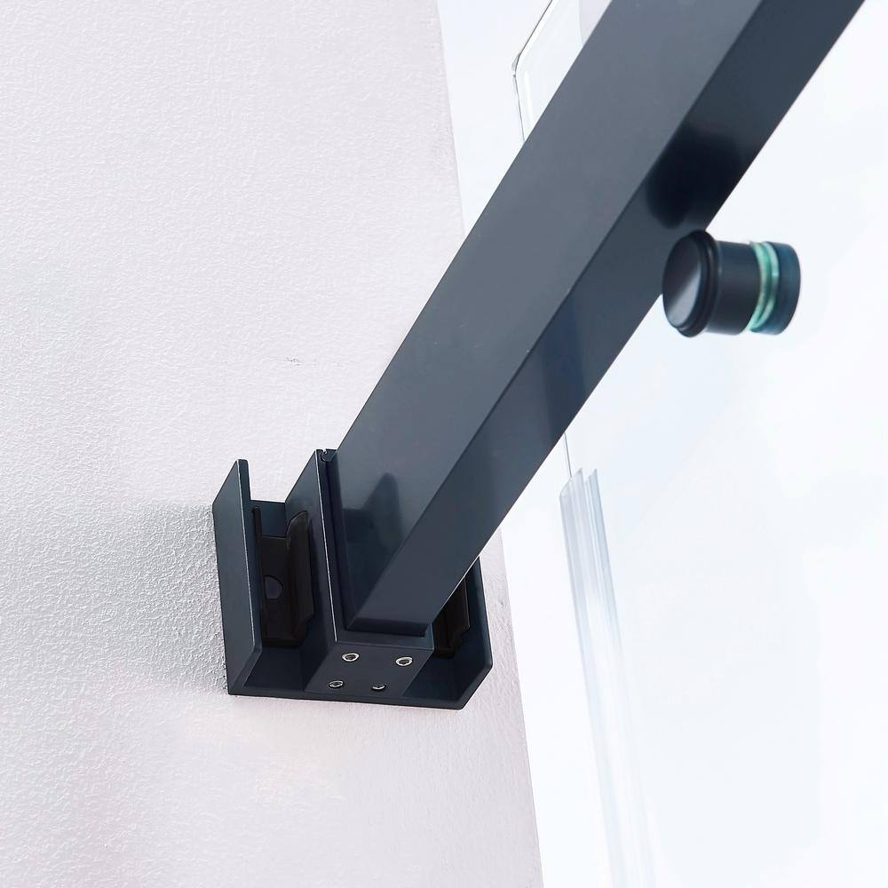 56-60" Frameless Clear Glass Double Sliding Shower Door in Matte Black
