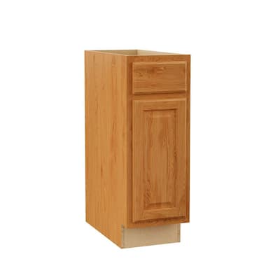 Hampton 12 in. W x 24 in. D x 34.5 in. H Assembled Base Kitchen Cabinet in Medium Oak