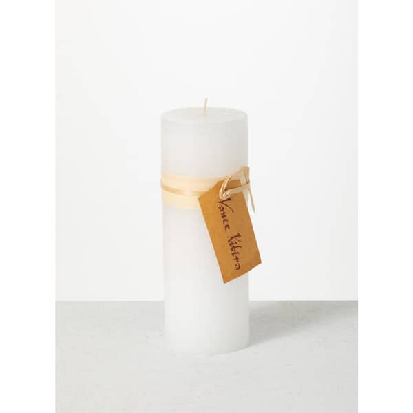 Vance Kitira 9 in. White Timber Pillar Candle