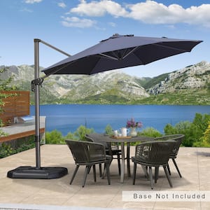 10 ft. Octagon Outdoor Patio Cantilever Umbrella Aluminum Offset 360° Rotation Umbrella in Navy Blue