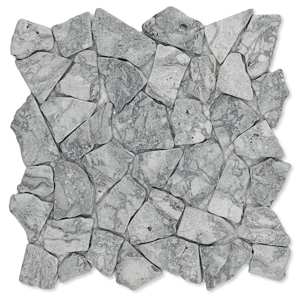 TILE CONNECTION Fit Dove Grey 11 in. x 11 in. x 9.5 mm Indonesian Marble Mesh-Mounted Mosaic Tile (9.28 sq. ft./case)