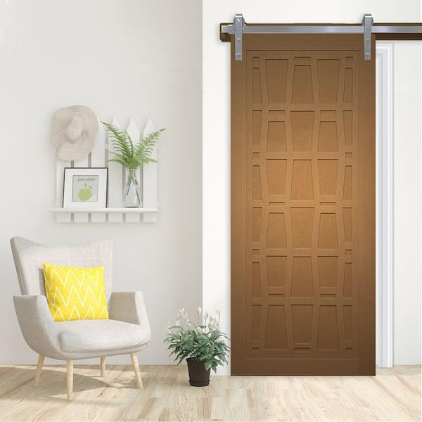 42 in. x 84 in. Whatever Daddy-O Sands Wood Sliding Barn Door with Hardware Kit in Black