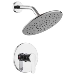 1-Spray Pattern Single Handle Shower Faucet with 2.5 GPM 9 in. Wall Mount Fixed Shower Head in Polished Chrome