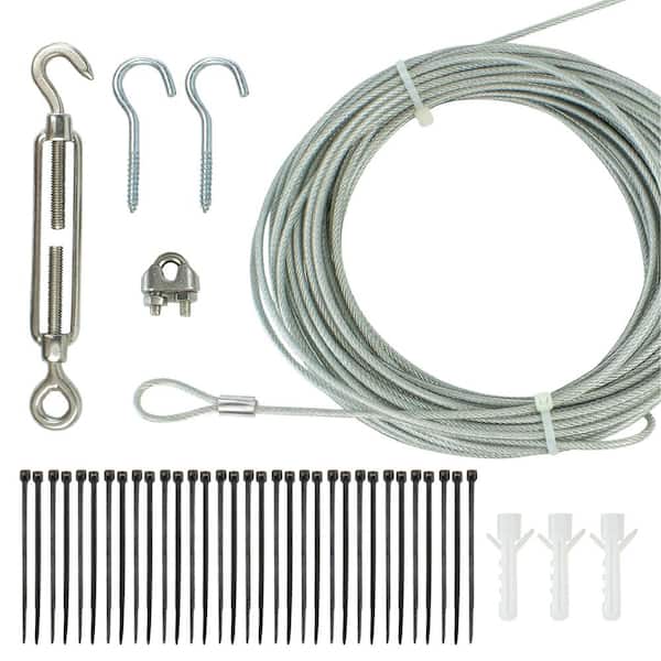 Newhouse Lighting 48 ft. String Light Hanging, Mounting Kit, Wire, Mounting Hooks