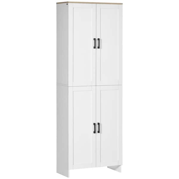 HOMCOM 6-Shelf White Pantry Organizer with Adjustable Shelves