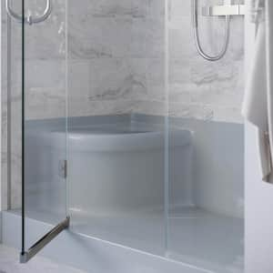 Aquatique 60 in. L x 32 in. W Alcove Shower Pan Base with Right Hand Drain and Integral Left Hand Seat in Gray