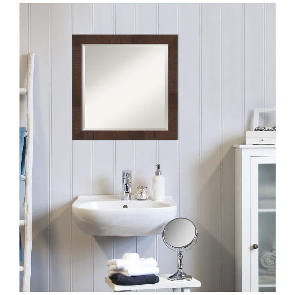 Wildwood Brown and Silver Narrow Framed Rectangular Bathroom Mirror