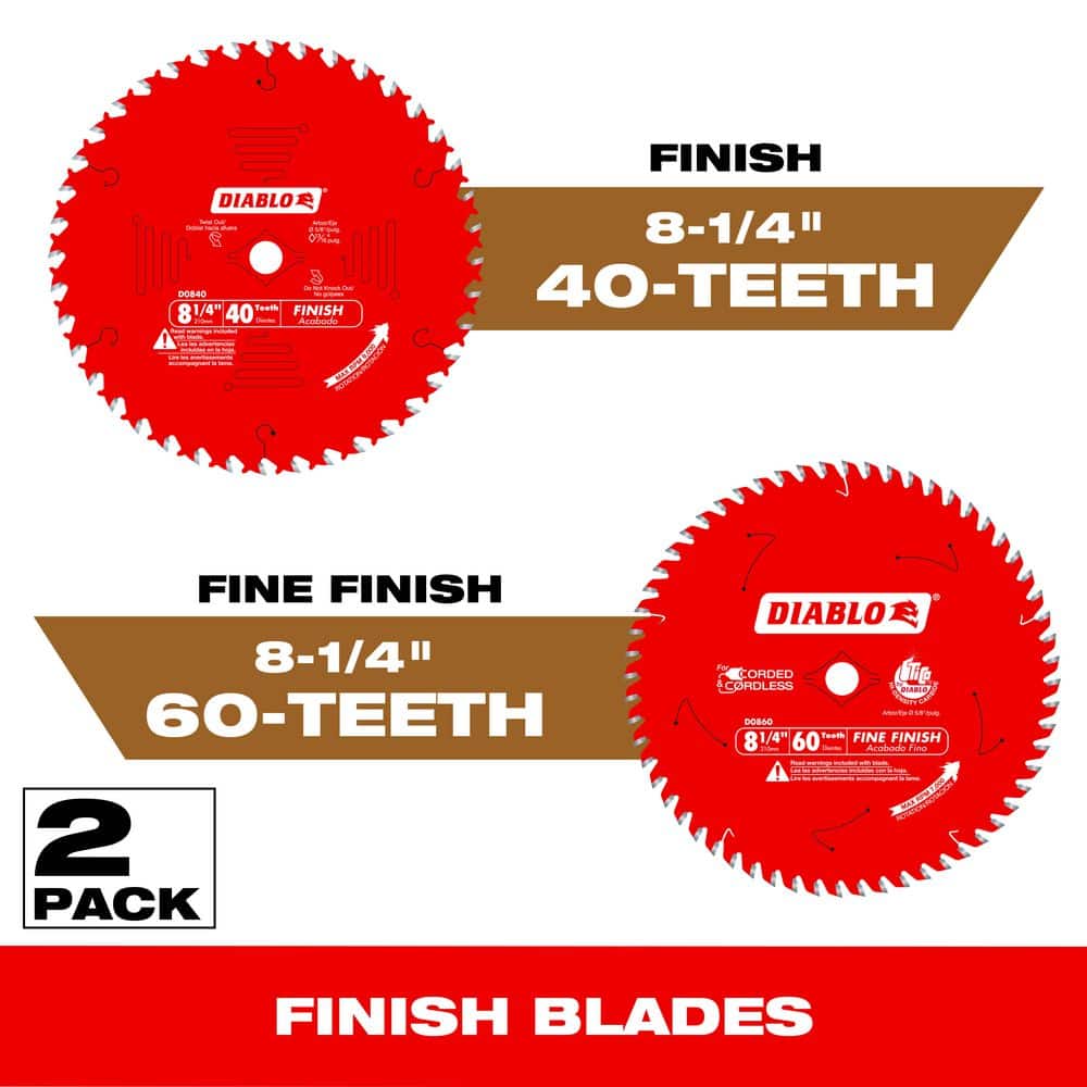 8-1/4 in. x 40-Tooth and 8-1/4 in. x 60-Tooth Fine Circular Saw Blades (2-Blades) price history on PriceWatchPro