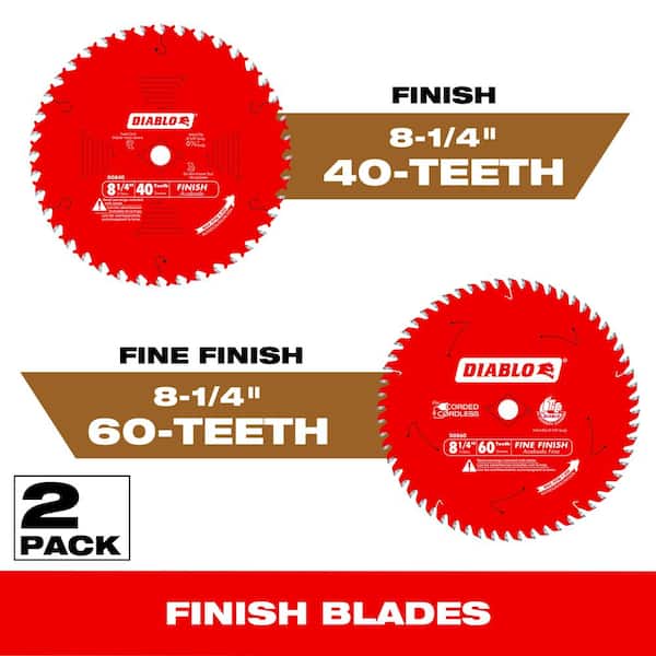 DIABLO 8-1/4 in. x 40-Tooth and 8-1/4 in. x 60-Tooth Fine Circular Saw Blades (2-Blades)