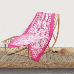 Venice Pink Multi-Colored Printed 100% Cotton Single Beach Towel