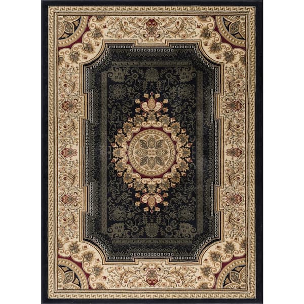 Sensation Oriental Black 9 ft. x 12 ft. Indoor Area Rug