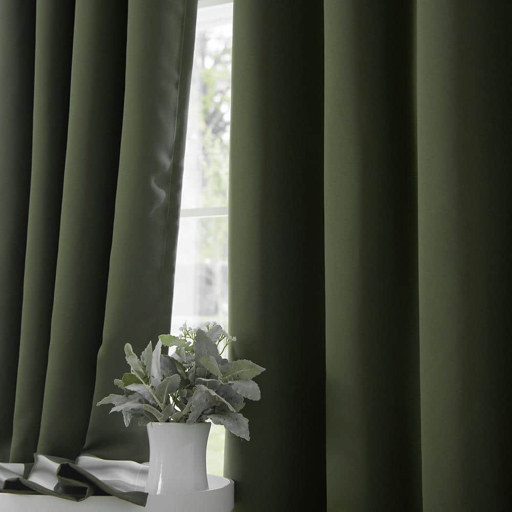 Moss Green 96" Blackout Polyester Grommet Curtains