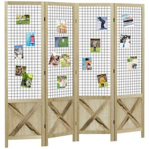 4-Panel Room Divider, 4.7 ft. Tall Wood Indoor Portable Folding Privacy Screens, Partition Wall Divider