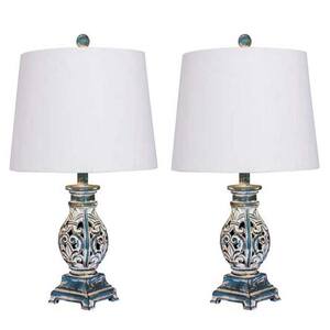 Martin Richard 22 in. Antique Blue Table Lamp (2-Pack)