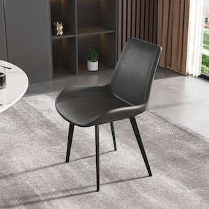 Gray PU Leather Dining Chair Set With Metal Legs (Set of 4)