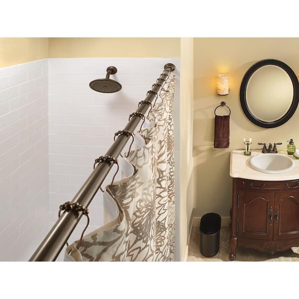 72 in. Adjustable Straight Decorative Tension Shower Rod in Old World Bronze