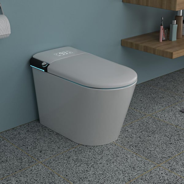 Dimakai Elongated Heated Seat Bidet Toilet with Foot Sensor Flush and LED Display