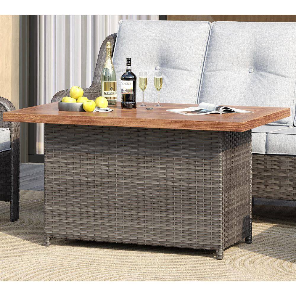 41.7 in. D x 26 in. W 50,000 BTU Grey Rectangular 2-in-1 Propane Gas Outdoor Fire Pit Table price history on PriceWatchPro