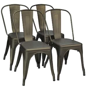 Dark Brown Modern Bar Stools with Removable Back and Rubber Feet (4 Pack)