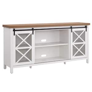 Clementine 68 in. White and Golden Oak TV Stand Fits TV's up to 65 in.