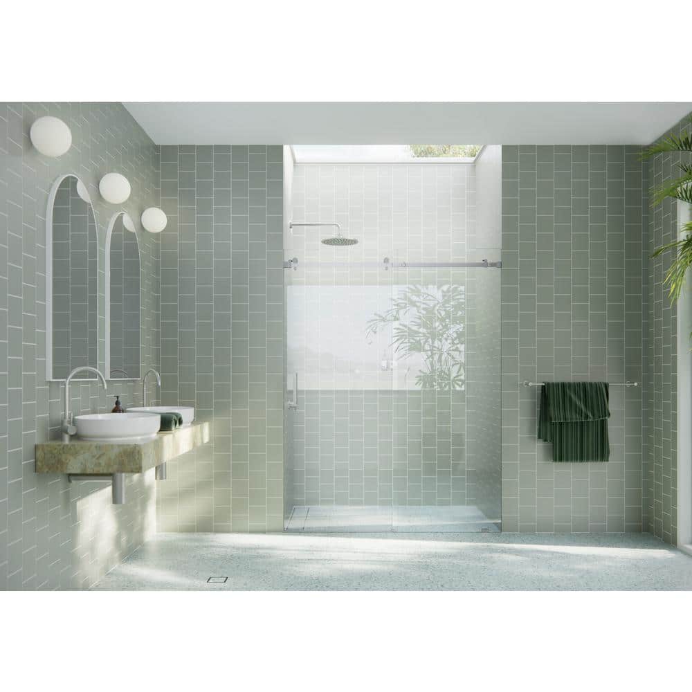 Astro 78" Frameless Glass Sliding Shower Door with Nickel Finish