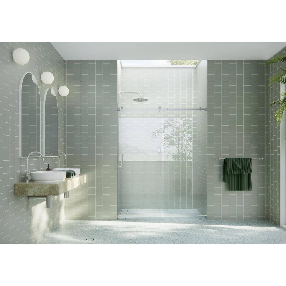 Astro 64" x 78" Frameless Glass Sliding Shower Door with Brushed Nickel Hardware