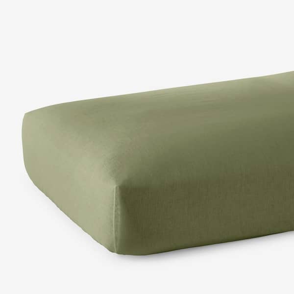 The Company Store Legends Hotel Moss Green Relaxed Linen Full Fitted Sheet