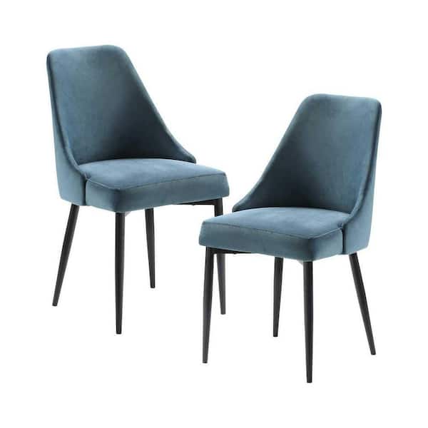 EVERGLADE HOME Orsina Blue Velvet Dining Room Side Chair (Set of 2)