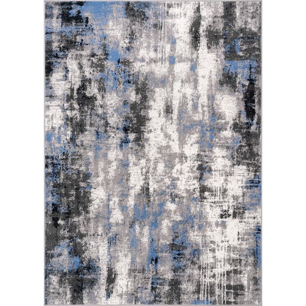 World Rug Gallery Tralee Modern Abstract 7 ft. 10 in. x 10 ft. Blue Area Rug