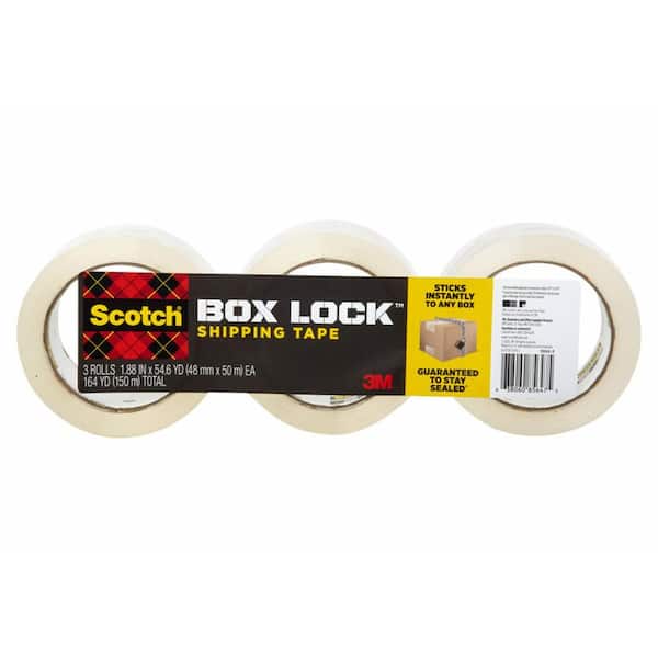 Scotch Box Lock 1.88 in. x 163.8 ft. Shipping Packaging Tape (Case of 6, 3 Rolls/Pack)