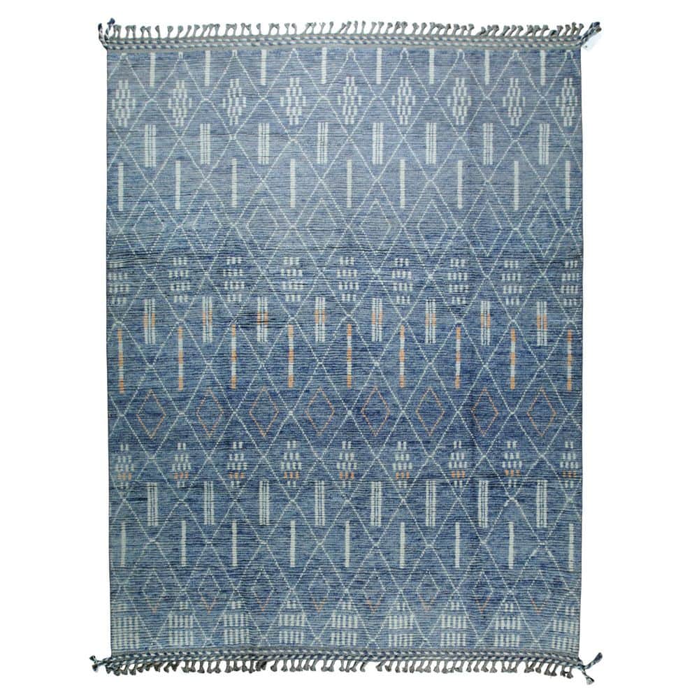 Blue Hand-Knotted Wool Contemporary Marrakech Handspun, Elegant and Durable Rug for Enhance, 8 ft. x 11 ft. Area Rug price history on PriceWatchPro