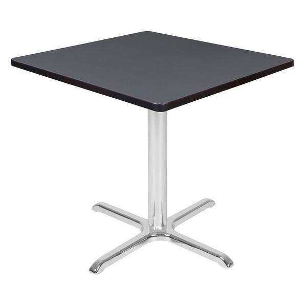 Regency Eiss 30 in. L Square Chrome and Grey Wood X-Base Table (Seats 4)
