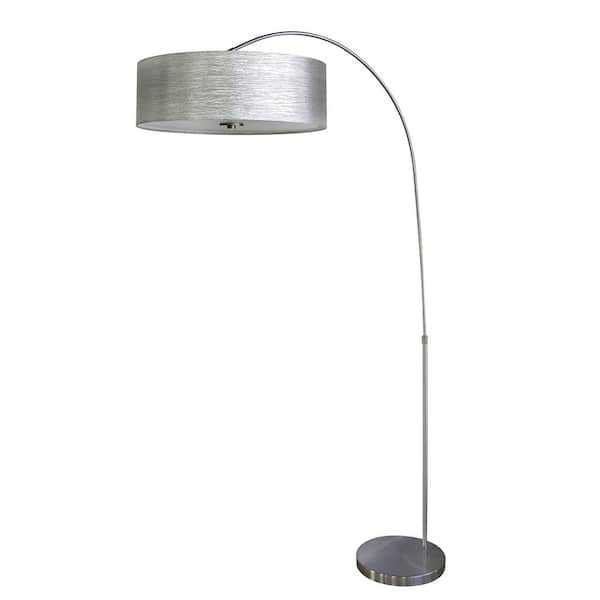 Filament Design 65 in. Satin Steel Floor Lamp with Starlight Weave Fabric Shade