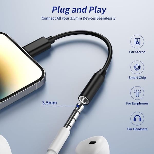 EKIEUDL 2 Pack Apple MFi Certified Lightning to 3.5 mm Headphone